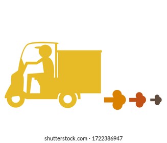 Vector illustration of home delivery by moped bicycle . 