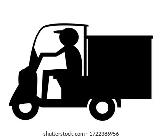 Vector illustration of home delivery by moped bicycle . 