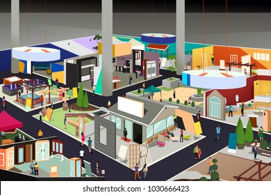 A Vector Illustration Of Home And Garden Trade Show 