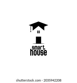 vector illustration of home and graduation hat, education house logo