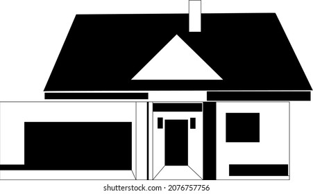 Vector illustration of home icon in black and white