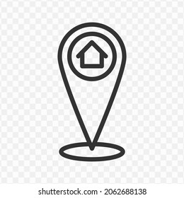 Vector illustration of home location icon in dark color and transparent background(png).