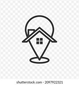 Vector illustration of home location icon in dark color and transparent background(png).