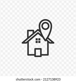 Vector illustration of home location icon in dark color and transparent background(png).