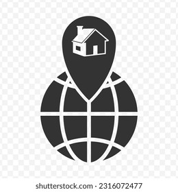 Vector illustration of home location icon in dark color and transparent background(PNG).