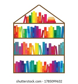 ilustración vectorial del hogar hecho del concepto de biblioteca de libros coloridos