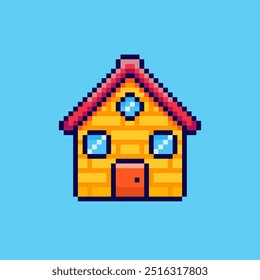 Ilustração vetorial de casa com Pixel Art Design, perfeito para recursos de jogo projetos temáticos