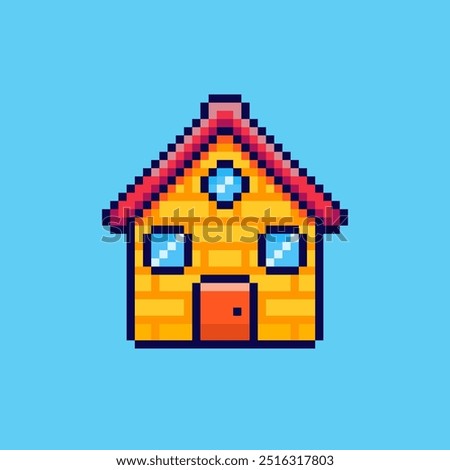 Vector Illustration of home with Pixel Art Design, perfect for game assets themed designs