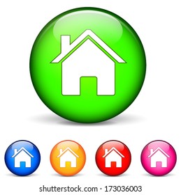 vector illustration of home round icons on white background