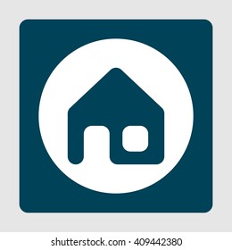 Vector illustration of Home sign icon on blue background.
