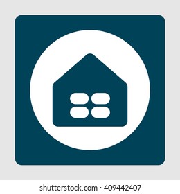 Vector illustration of Home sign icon on blue background.