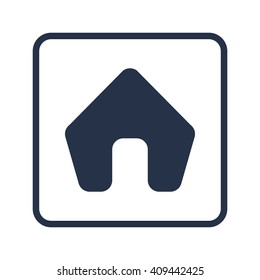 Vector illustration of Home sign icon on blue round background.