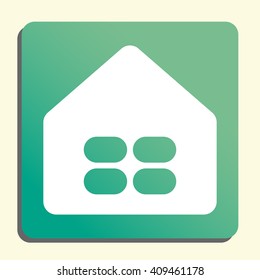 Vector illustration of Home sign icon on green light background.
