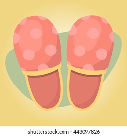 Vector illustration of home slippers. Soft fabric man home slippers