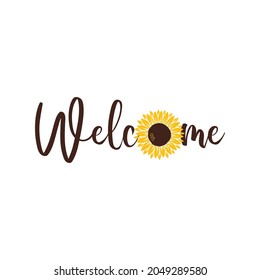 Vector illustration Home Sweet Home porch sign with sunflower isolated on white background. Happy family inspirational, motivational quote. Typography Sweet Home banner with sun flower and heart.