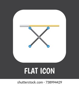Vector Illustration Of Home Symbol On Ironing Board Flat Icon. Premium Quality Isolated Cloth Iron Element In Trendy Flat Style.