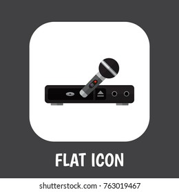 Vector Illustration Of Home Symbol On Karaoke System Flat Icon. Premium Quality Isolated Microphone Element In Trendy Flat Style.