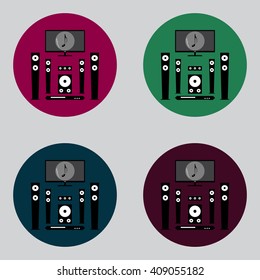 Vector illustration of home theater. Home theater vector icon. Home theater icon illustration. Home theater picture. Home theater pattern.