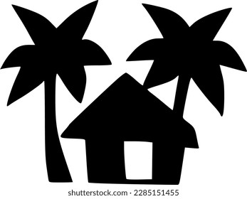 vector illustration of home and tree