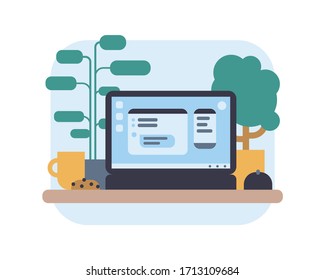 Vector illustration of home workplace