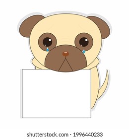 Vector illustration . Homeless dog. On white background . With place for text .