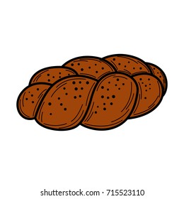 Vector illustration homemade bread pigtail. Bread in the form of braids