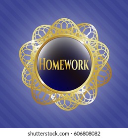 Vector Illustration of Homework shiny emblem
