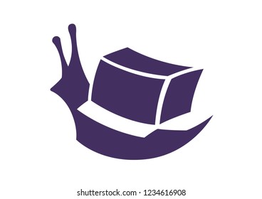 Vector illustration of homless snail with box