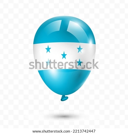 Vector illustration of Honduras country flag balloon on transparent background (PNG). Flying flag balloons for Independence Day celebrations.