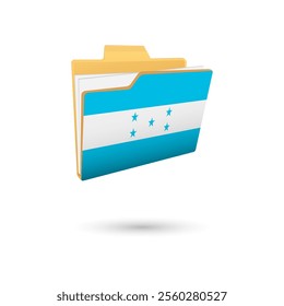 Vector illustration of Honduras flag isolated in file folder on white background.