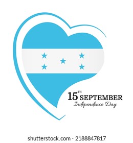 Vector Illustration of Honduras Independence Day. National flag in heart shaped
