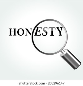 Vector illustration of honesty concept with magnifying