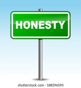 Vector illustration of honesty signpost on sky background