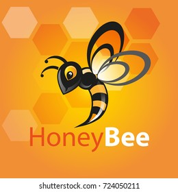 Vector illustration, honey bee icon or mascot