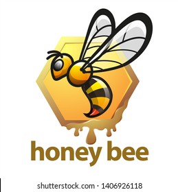 Vector illustration, honey bee symbol or icon