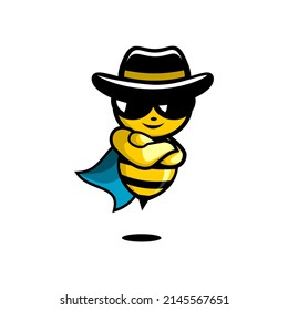 vector illustration of a honey bee wearing a hat and sunglasses
