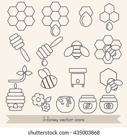 Vector illustration of honey and beekeeping icons