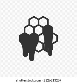 Vector illustration of honey in the hive icon in dark color and transparent background(png).