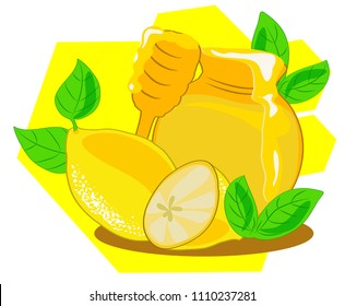 vector illustration of Honey with lemon.