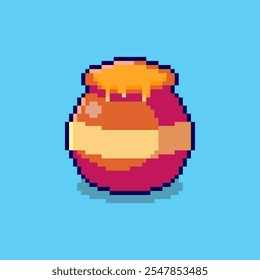 Vector Illustration of Honey Pot with Pixel Art Design, perfect for game assets themed designs