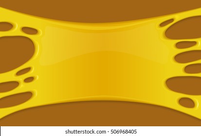 Vector illustration of honey splash. Stain and splashing sweet sticky yellow liquid. Abstract background with orange paint blot or spot of juice. Banner in cartoon design.