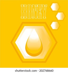 Vector illustration of Honey, yellow background