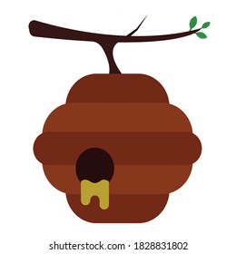 vector illustration of a honeycomb hanging on a tree branch