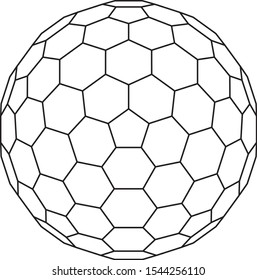 Vector Illustration Of A Honeycomb Hexagon Sphere Isolated On White