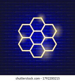 Vector illustration of honeycomb neon icon. Concept Holiday Rosh Hashanah. Jewish New Year sign.