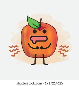 Vector Illustration of Honeycrisp Apple Character with cute face, simple hands and leg line art on Isolated Background. Flat cartoon doodle style.