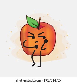 Vector Illustration of Honeycrisp Apple Character with cute face, simple hands and leg line art on Isolated Background. Flat cartoon doodle style.
