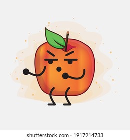 Vector Illustration of Honeycrisp Apple Character with cute face, simple hands and leg line art on Isolated Background. Flat cartoon doodle style.