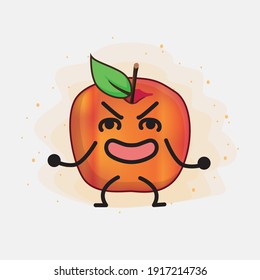 Vector Illustration of Honeycrisp Apple Character with cute face, simple hands and leg line art on Isolated Background. Flat cartoon doodle style.