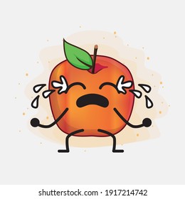 Vector Illustration of Honeycrisp Apple Character with cute face, simple hands and leg line art on Isolated Background. Flat cartoon doodle style.